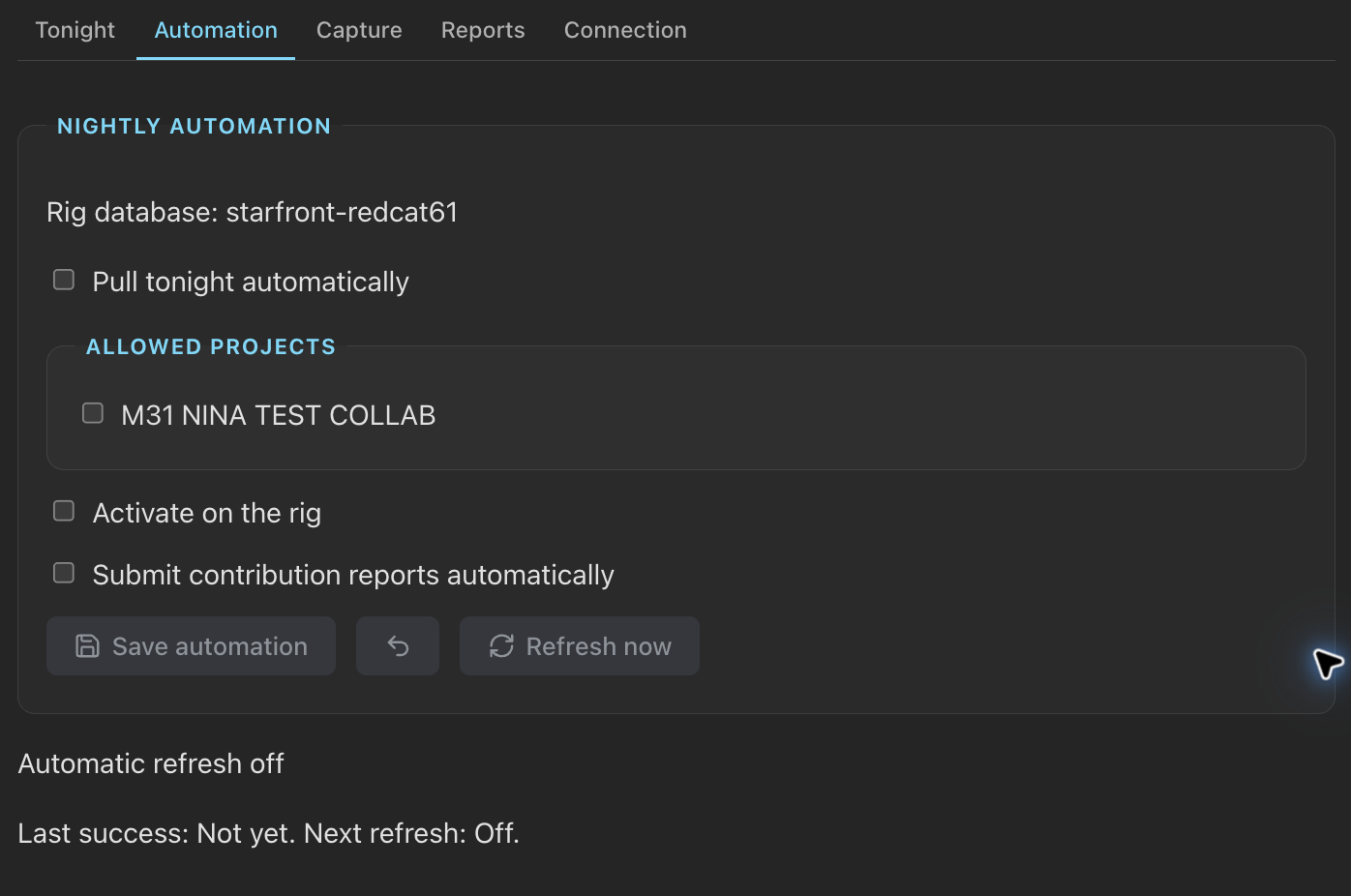 Choose which collaboration steps may run automatically. All are off here.