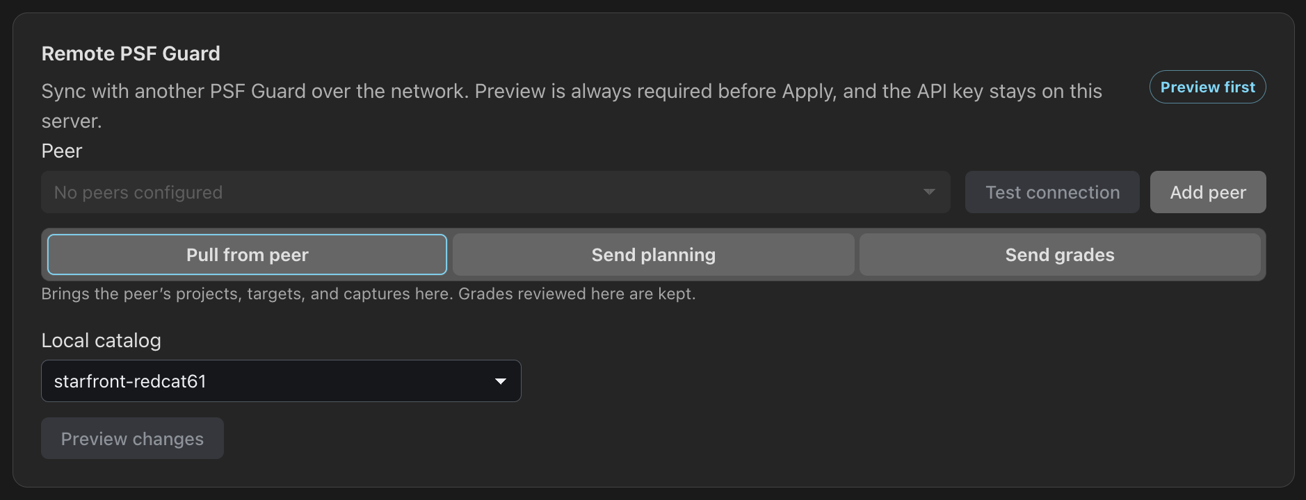 Add a peer before testing a connection or previewing a remote transfer.