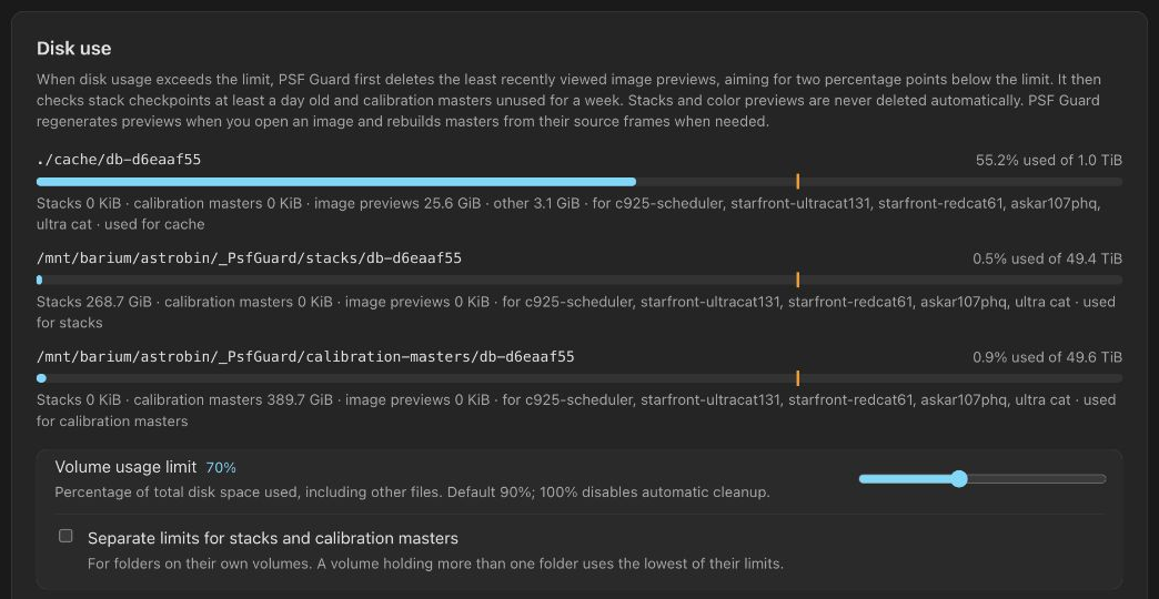 Review disk use and the cleanup rules. The volume usage limit includes other files on the disk.