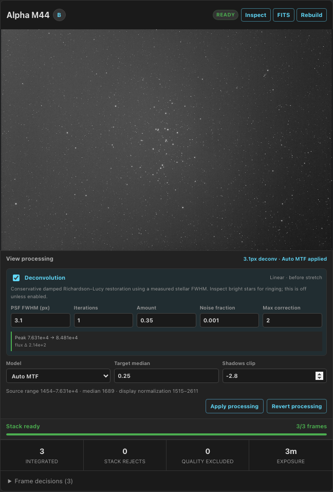 Parameterized Seiza display stretch controls on a stack preview